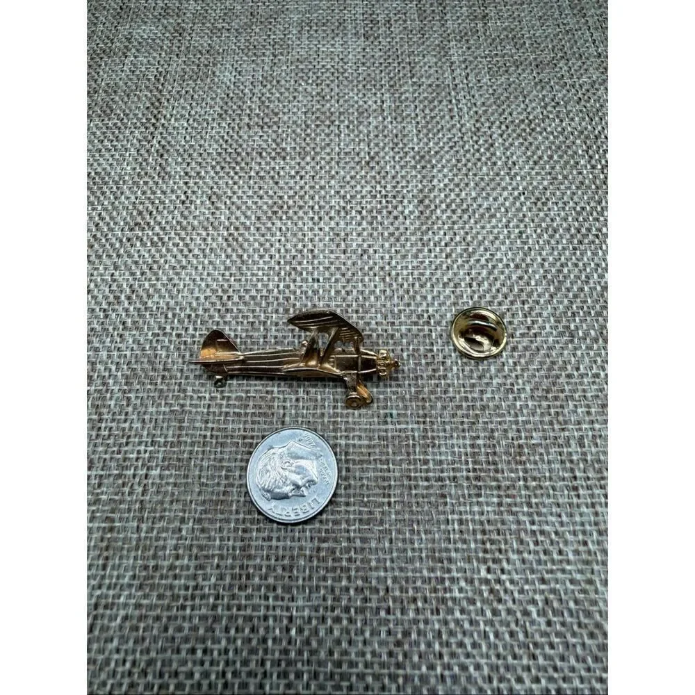 Vintage Airplane Tie Tack Lot Biplane & Jet – Gold-Tone – Pilot Aviator Collecti